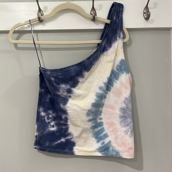 American Eagle One Shoulder Tie Dye Crop Top Women’s Large - Picture 2 of 4